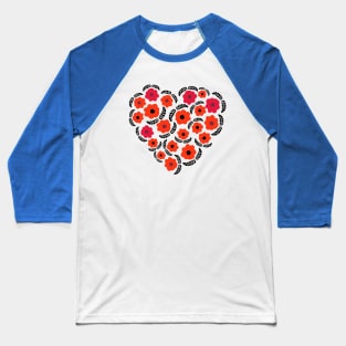 Flowers and Feathers Heart Baseball T-Shirt